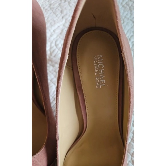 Michael Kors Suede Violet PUMP Dusty Rose Court Rhinestone Flower EUC - Picture 3 of 9